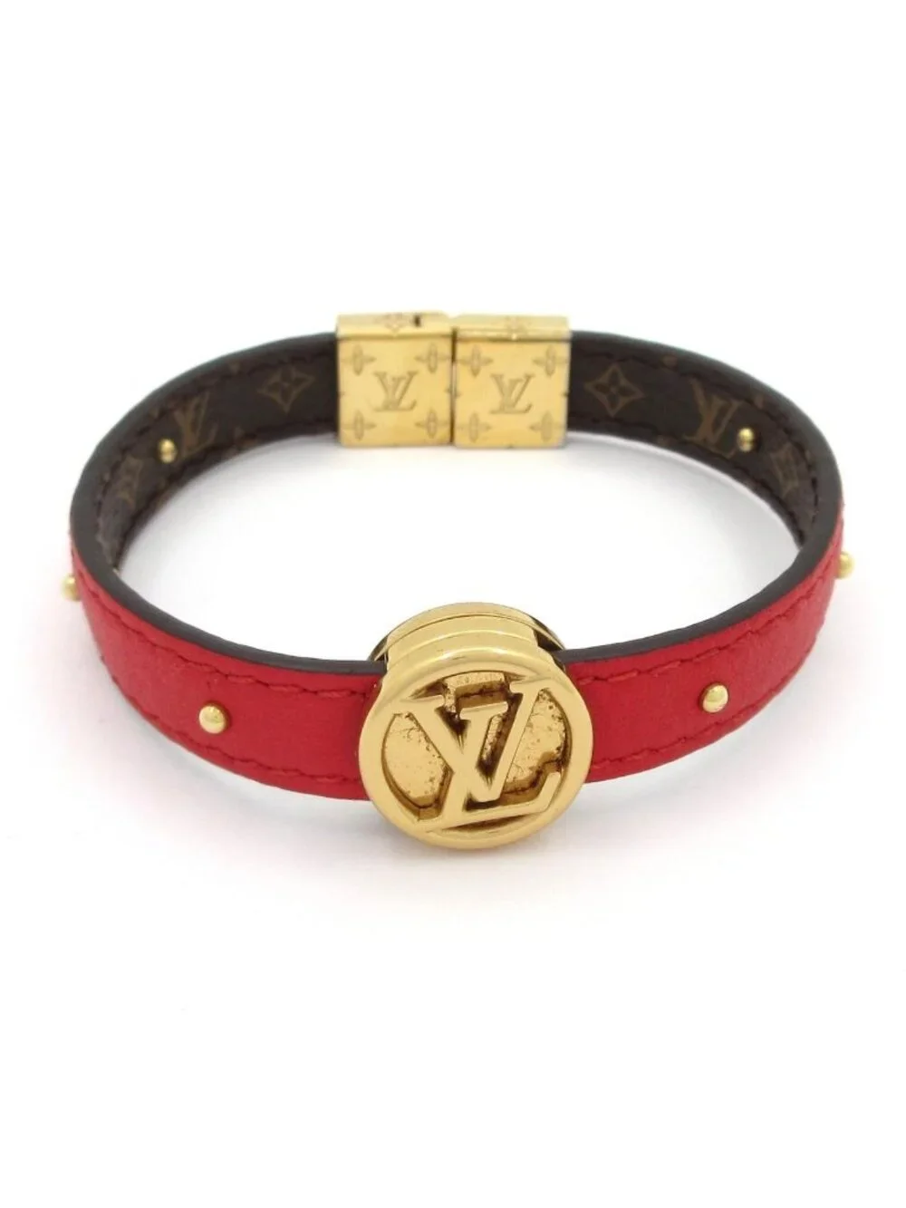 Louis Vuitton Bracelet Monogram LV Circle Reversible Leather Cowhide Rose Poodle